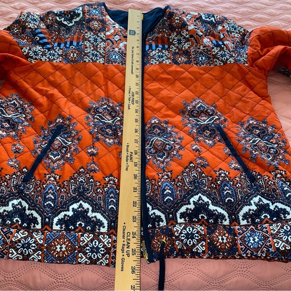 Ruby Rd Orange Lightly Quilted Jacket with Geometric Pattern - Picture 6 of 12